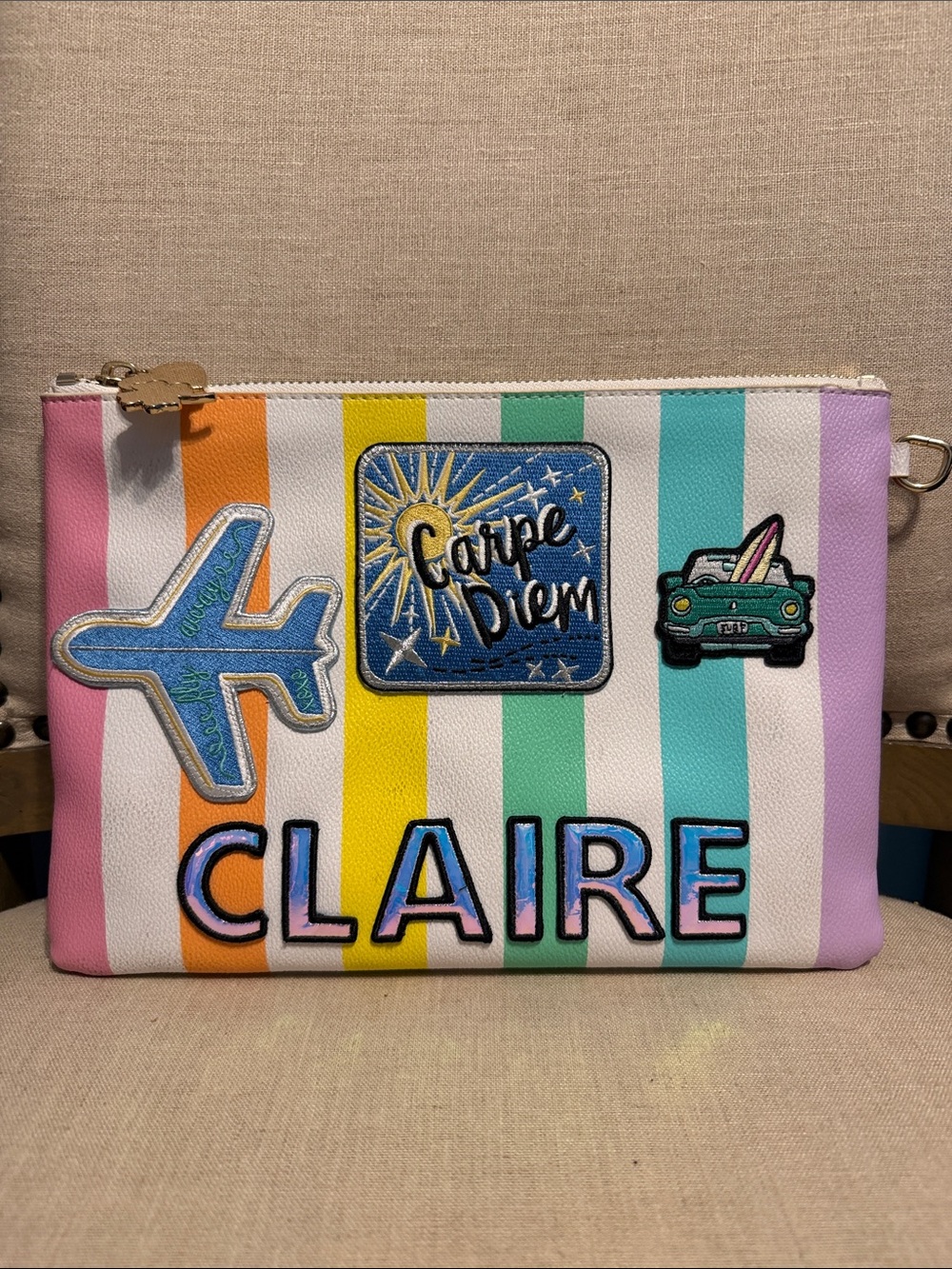 Stoney Clover Lane Purple and Blue Ombre Logo Patch Pouch
